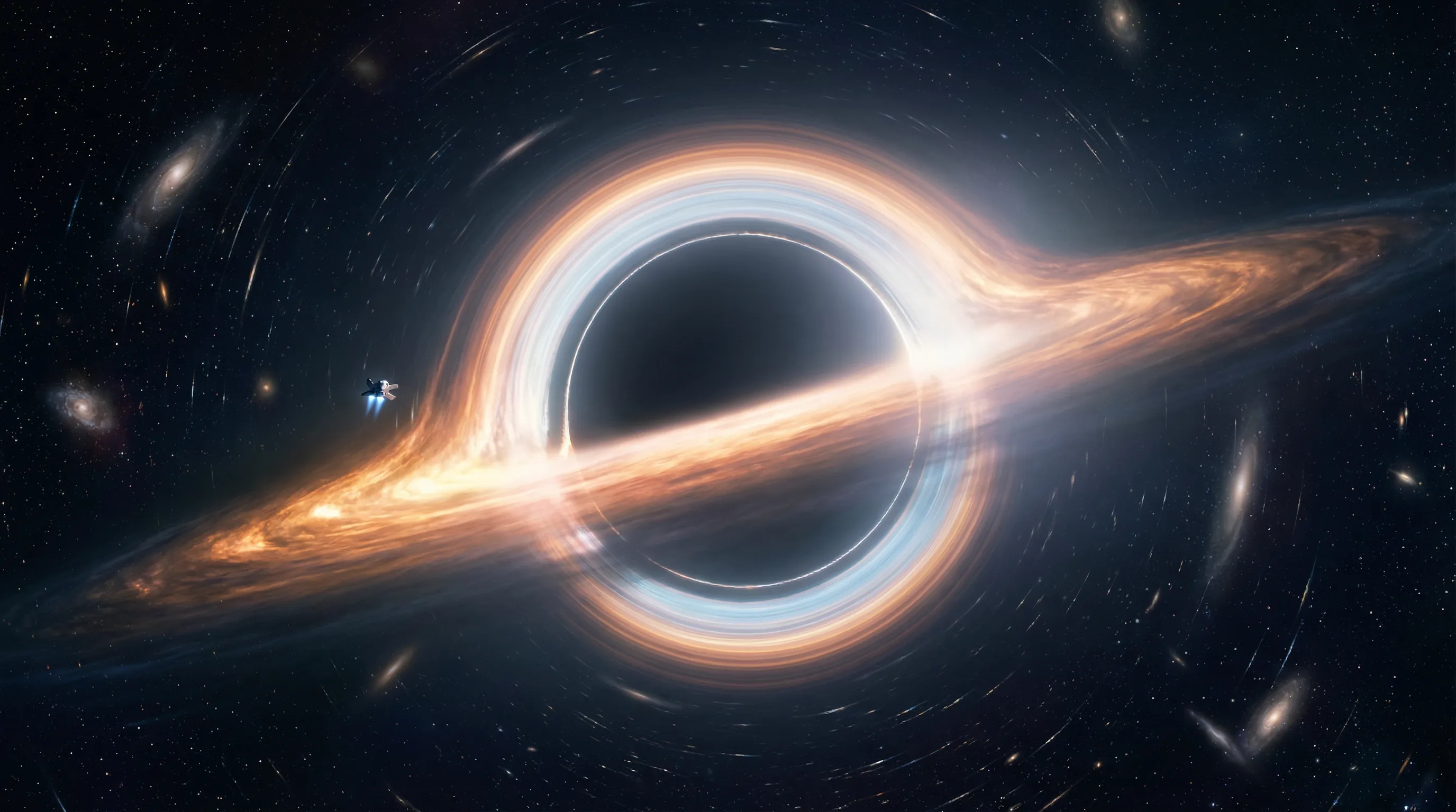 卡冈图雅黑洞 - 基于广义相对论方程渲染的引力透镜效果